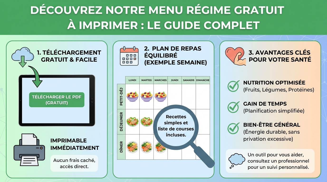 Découvrez notre menu régime gratuit à imprimer 1 Exemples de repas équilibrés