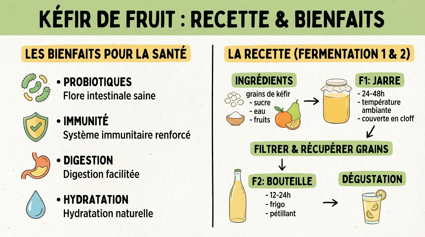 Kéfir de fruit : la recette et ses bienfaits révélés 1 Comment préparer du kéfir de fruit ?