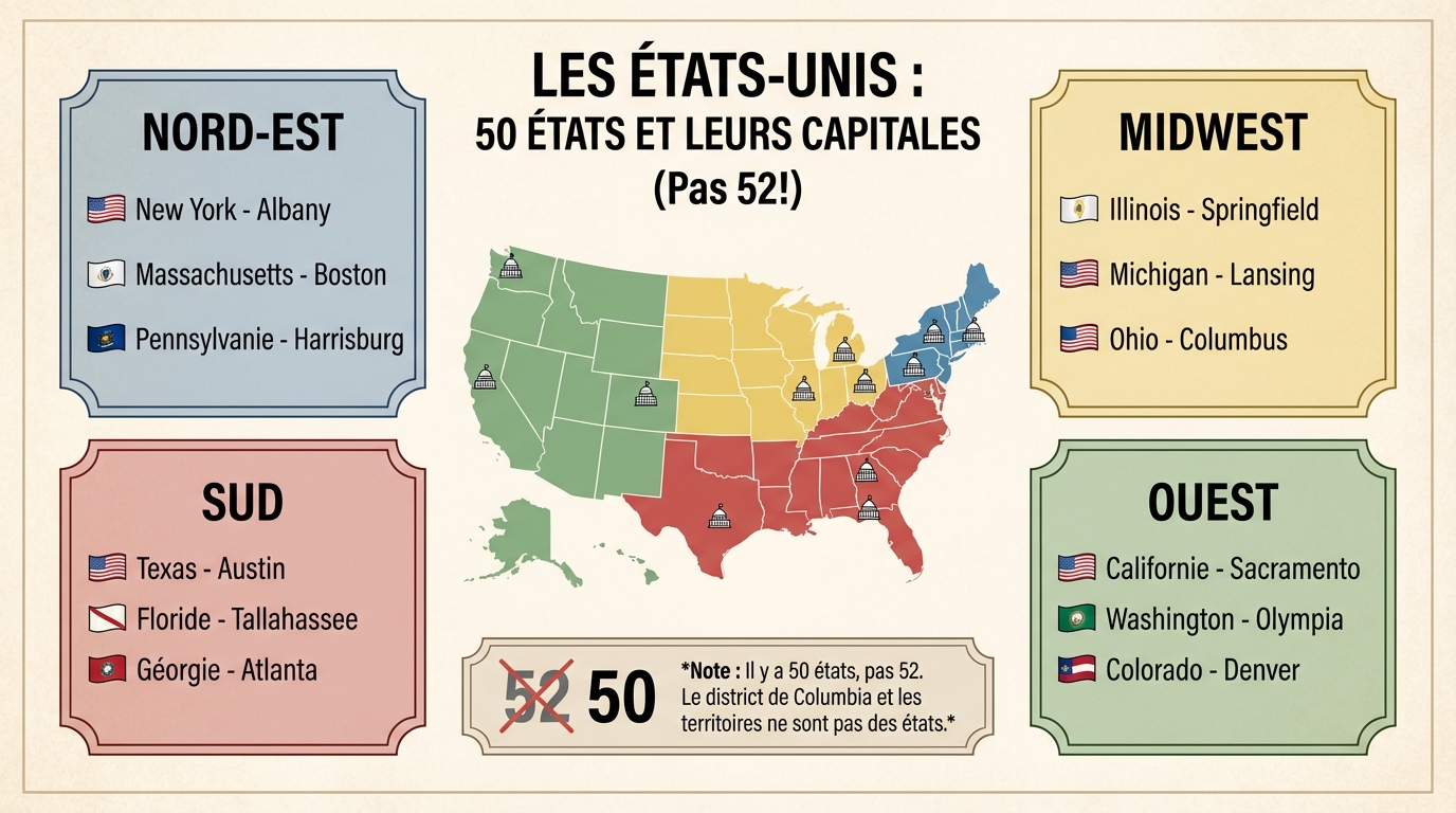Les 52 états des états-unis et leurs capitales à découvrir 1 Faits intéressants sur chaque état