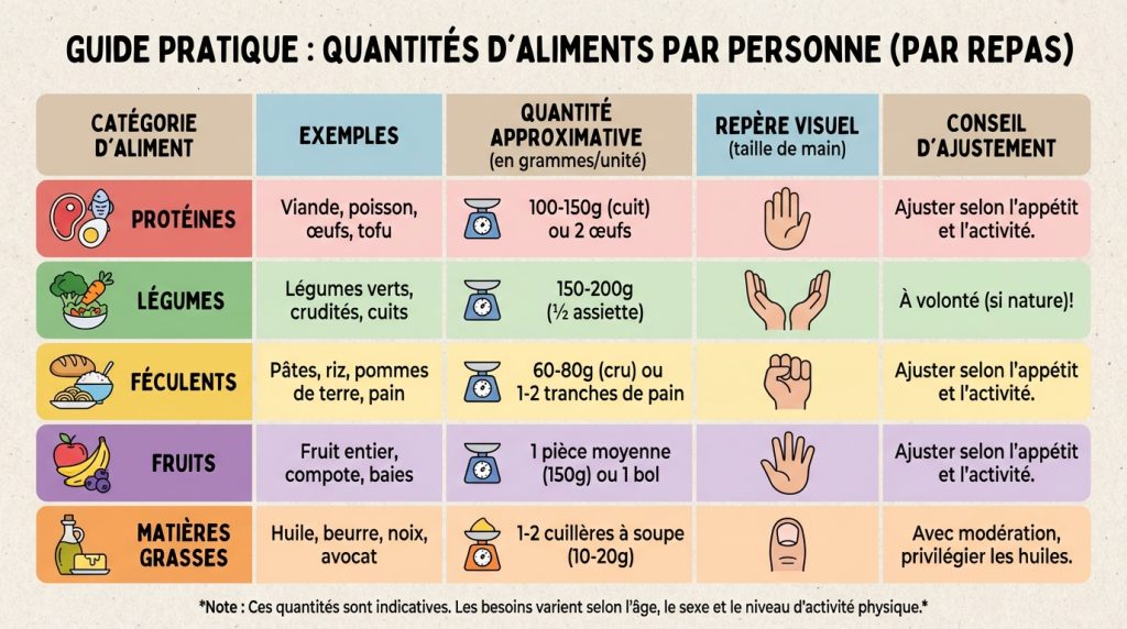 Tableau des quantités d’aliments par personne : guide pratique ...