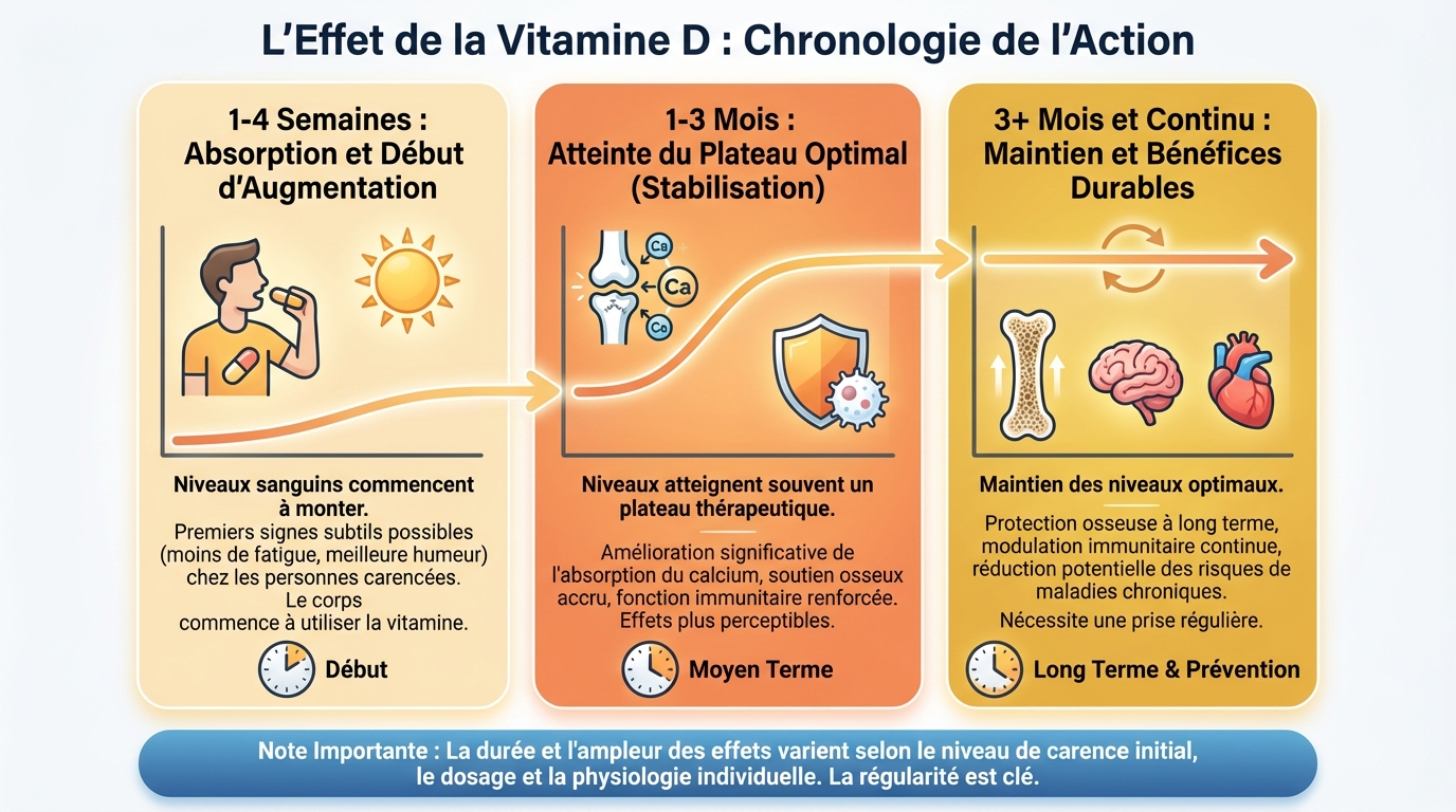 Temps d'action des vitamines D