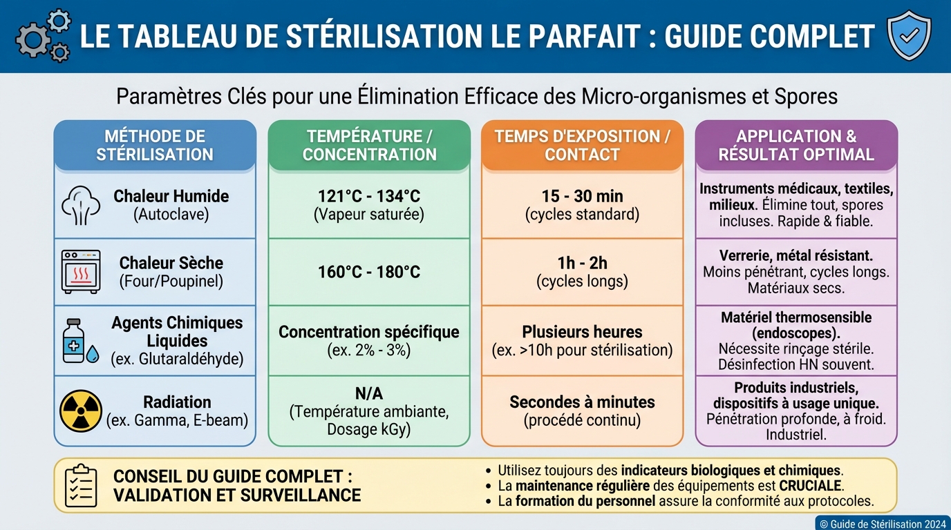 Comment utiliser le tableau de stérilisation ?